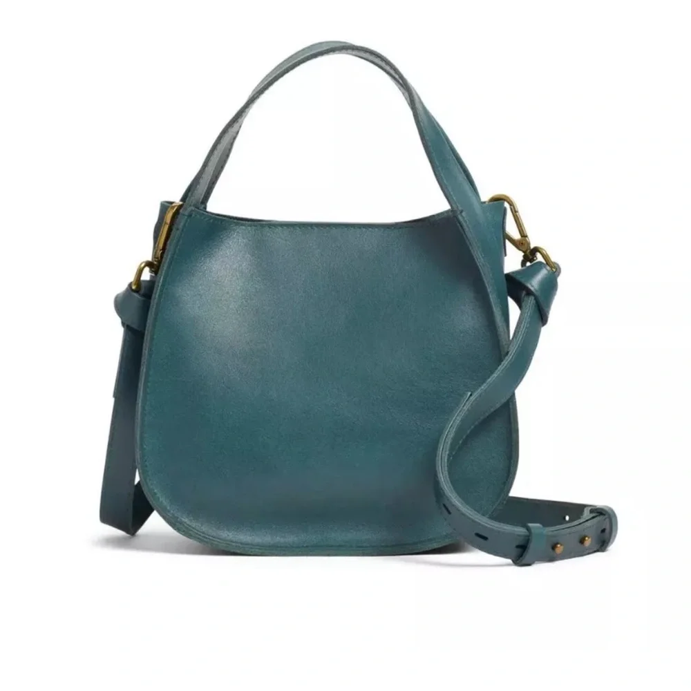 Madewell teal blue Sydney saddle leather bag - Picture 1 of 9